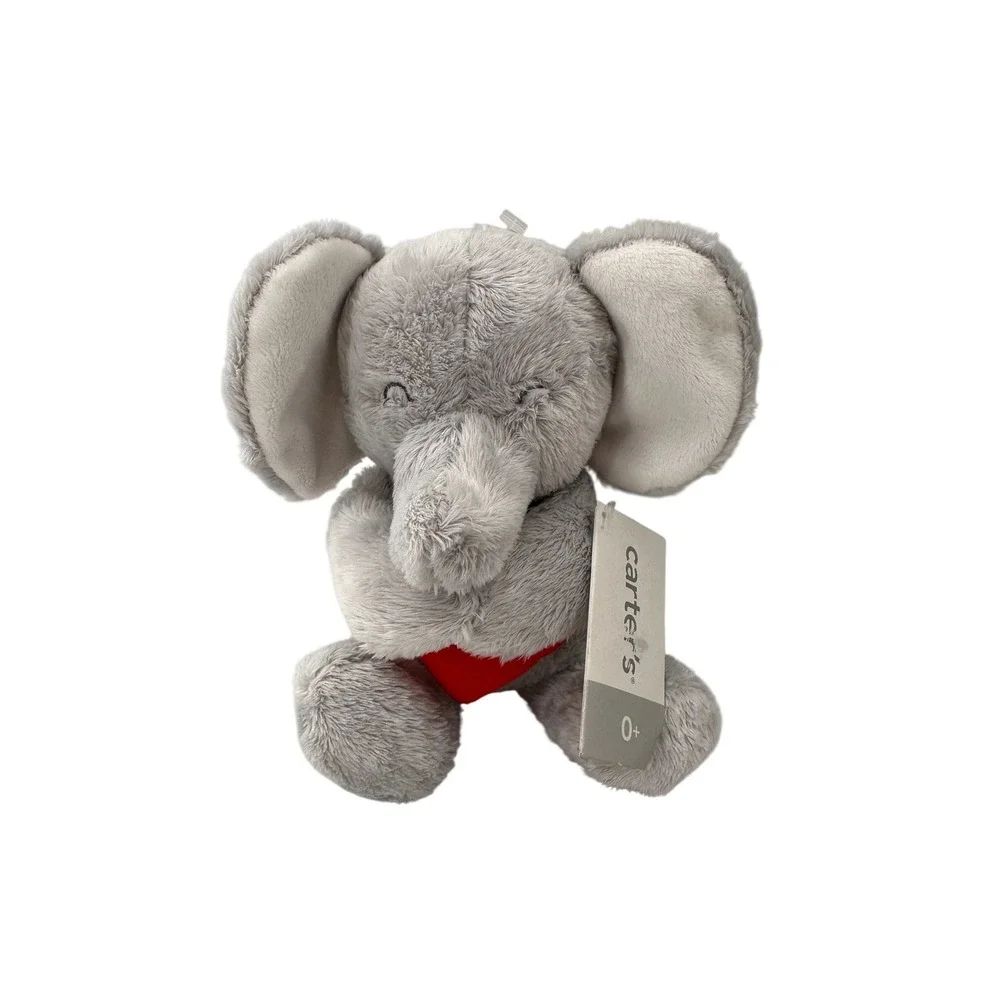 Carters‎ Grey Elephant Plush Red Heart Stuffed Animal 66845 2015 NWT